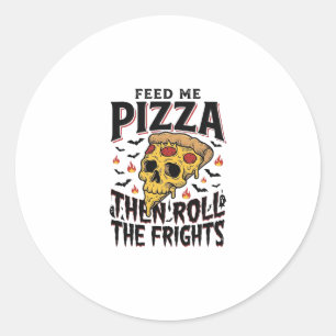 Pizza Horror T-shirt Vintage Gravure Filmavond D Ronde Sticker