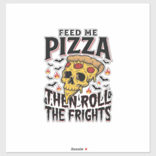 Pizza Horror T-shirt Vintage Gravure Filmavond D Sticker