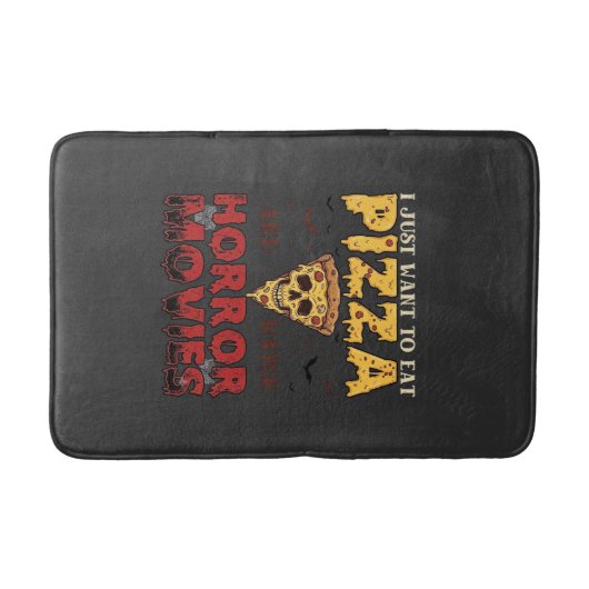 Pizza Horrorfilms Halloween Schedel Vleermuizen Sp Badmat (Voorkant)