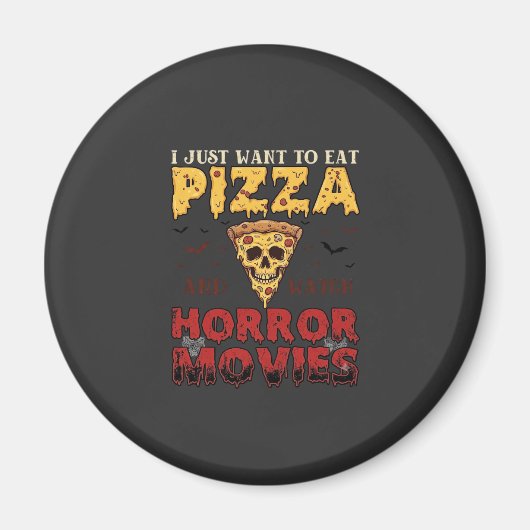 Pizza Horrorfilms Halloween Schedel Vleermuizen Sp Magneet (Voorkant)