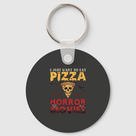 Pizza Horrorfilms Halloween Schedel Vleermuizen Sp Sleutelhanger (Voorkant)