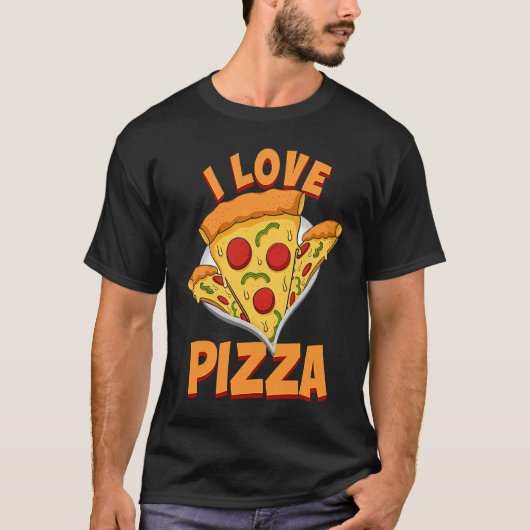 Pizza I Love Food Chef Restaurant T-shirt (Voorkant)