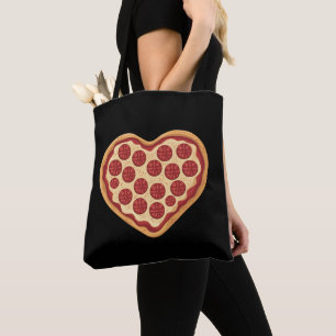 Pizza in hartvorm, schattig voor Valentijnsdag Tote Bag