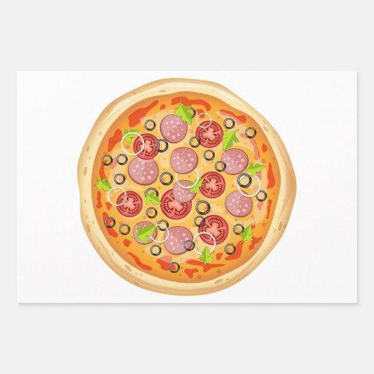 Pizza inpakpapier | 3 vellen | 3 Design Wit (Voorkant 3)