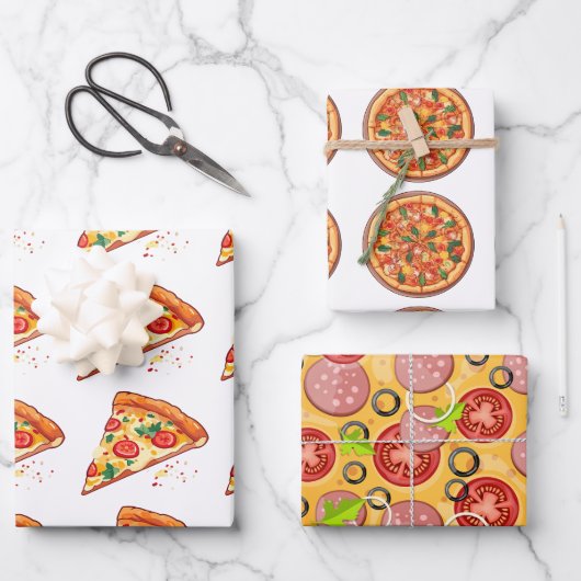 Pizza inpakpapier | 3 vellen | 3 Design Wit (Voorkant)