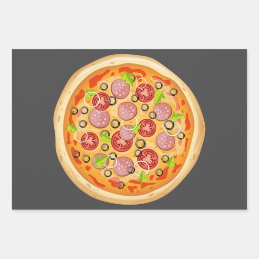 Pizza inpakpapier | 3 vellen | 3 Design Zwart (Voorkant 3)