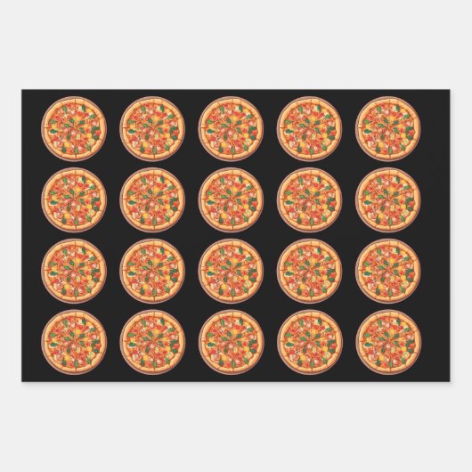 Pizza inpakpapier | 3 vellen | 3 Design Zwart (Voorkant 2)