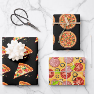 Pizza inpakpapier   3 vellen   3 Design Zwart