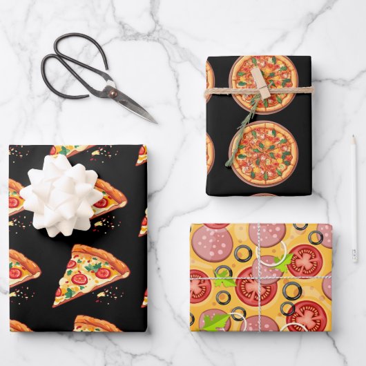 Pizza inpakpapier | 3 vellen | 3 Design Zwart (Voorkant)