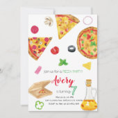 Pizza Invitation, Pizza Invite, Pizza Birthday Kaart (Voorkant)