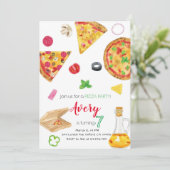 Pizza Invitation, Pizza Invite, Pizza Birthday Kaart (Staand voorkant)