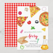 Pizza Invitation, Pizza Invite, Pizza Birthday