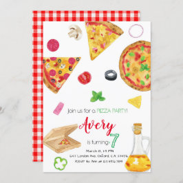 Pizza Invitation, Pizza Invite, Pizza Birthday Kaart
