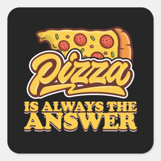 Pizza is altijd het antwoord Retro Vierkante Sticker (Voorkant)