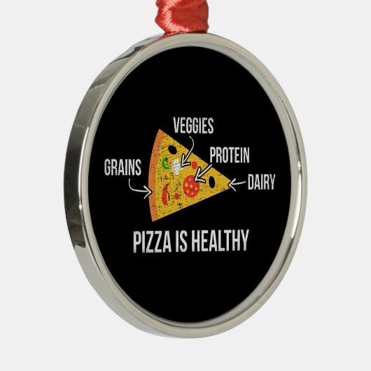 Pizza is gezond - koolhydraten - grappige novelty  metalen ornament (Rechts)