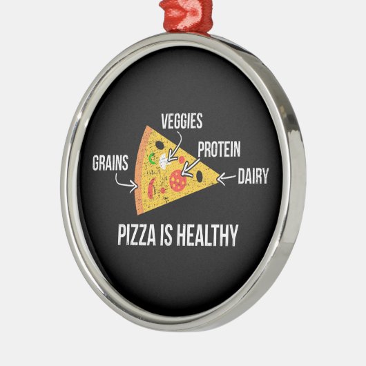 Pizza is gezond - koolhydraten - grappige novelty  metalen ornament (Links)