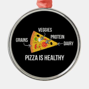 Pizza is gezond - koolhydraten - grappige novelty metalen ornament