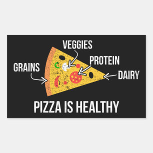 Pizza is gezond - koolhydraten - grappige novelty rechthoekige sticker