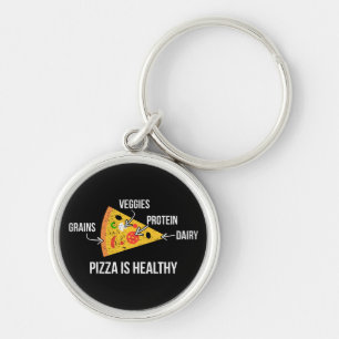 Pizza is gezond - koolhydraten - grappige novelty sleutelhanger