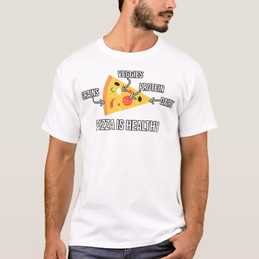 Pizza is gezond - koolhydraten - grappige novelty t-shirt (Voorkant)
