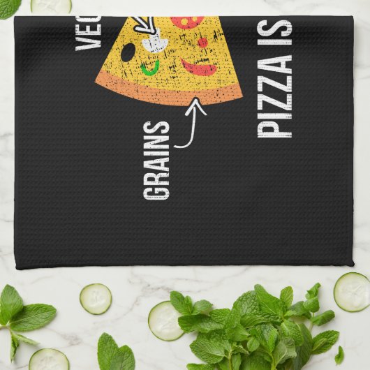 Pizza is gezond - koolhydraten - grappige novelty  theedoek (Gevouwen)