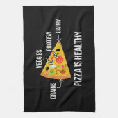 Pizza is gezond - koolhydraten - grappige novelty  theedoek (Verticaal)