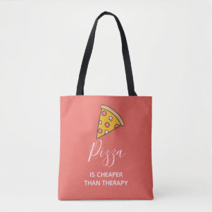 Pizza is goedkoper dan een therapie, grappig voeds tote bag