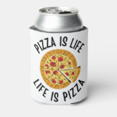 Pizza is het leven van Pizza grappig Blikjeskoeler (Blikje Achterkant)