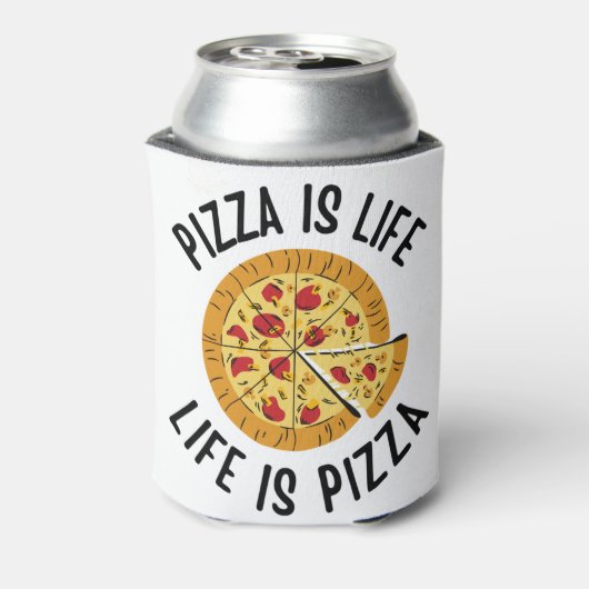 Pizza is het leven van Pizza grappig Blikjeskoeler (Blikje Achterkant)