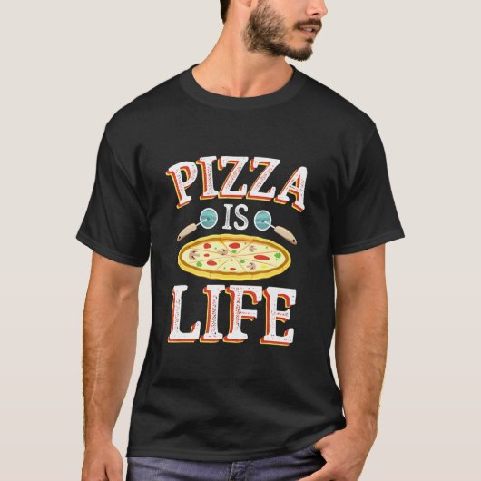 Pizza is levensfilosofie van de Pizza-winkelbestel T-shirt (Voorkant)
