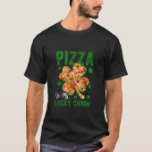 Pizza is mijn gelukkige charme Shamrock klaver Sai T-shirt (Voorkant)