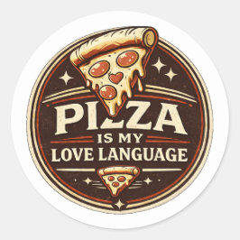 Pizza Is Mijn Liefde Grappig Pizza Liefhebber Cade Ronde Sticker
