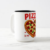 Pizza is mijn Valentijn :Fun Pizza Graphic voor Pi Tweekleurige Koffiemok (Voorkant links)
