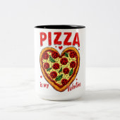 Pizza is mijn Valentijn :Fun Pizza Graphic voor Pi Tweekleurige Koffiemok (Center)