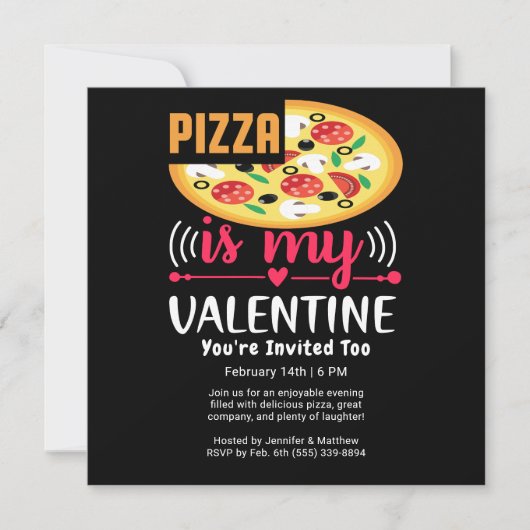 Pizza is mijn Valentijn Funny Party Square Kaart (Voorkant)