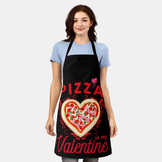 Pizza is mijn Valentijn grappige Valentijnsdag Schort (Gedragen)