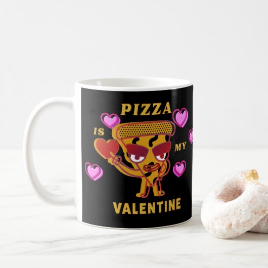 Pizza is mijn Valentijn hartenliefde Koffiemok (Met donut)