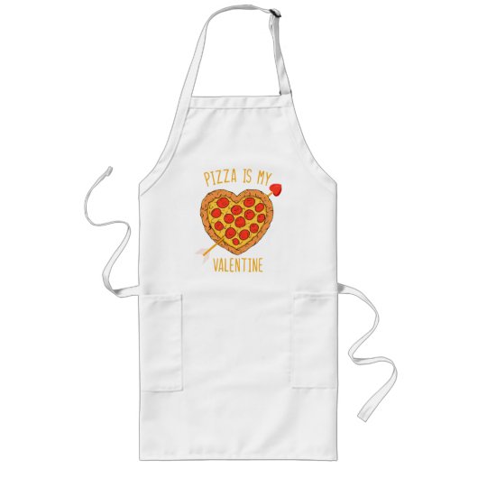 Pizza Is Mijn Valentijn Lang Schort (Voorkant)