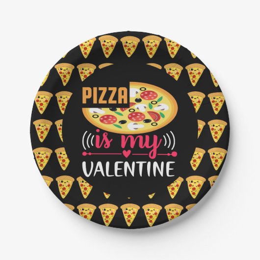Pizza is mijn Valentijn leuk feestje Papieren Bordje (Voorkant)