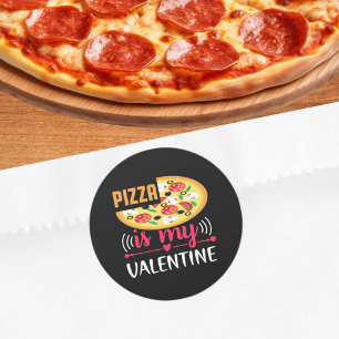 Pizza is mijn Valentijn leuk feestje Ronde Sticker
