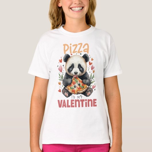 Pizza is mijn Valentijn Meisjes T-shirt (Voorkant)