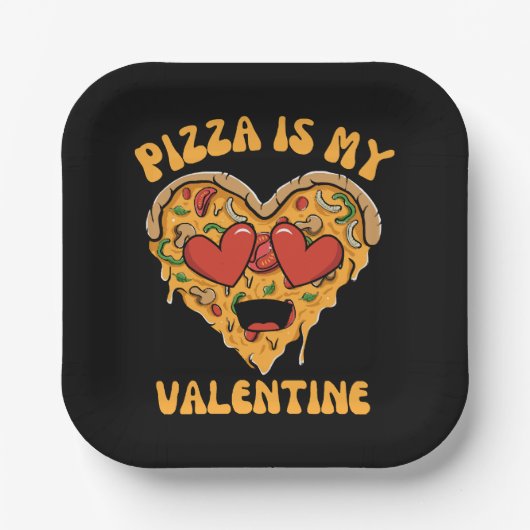 Pizza is mijn Valentijn Papieren Bordje (Voorkant)