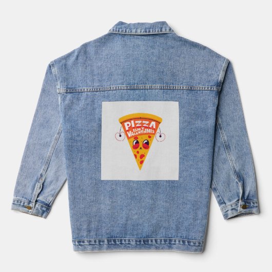 Pizza is mijn Valentijn - Schattige Funny Food Lov Denim Jacket (Achterkant)