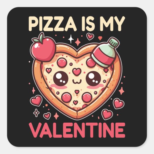 Pizza is mijn Valentijn Valentijnsdag hart gevormd Vierkante Sticker (Voorkant)