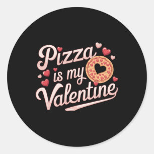 Pizza is mijn Valentijn Valentijnsdag Heart Pepper Ronde Sticker