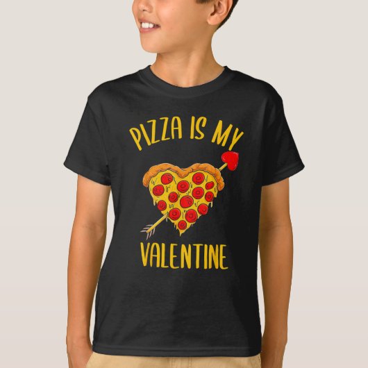 Pizza is mijn Valentijnsdag Funny Matching Love T-shirt (Voorkant)