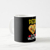 Pizza is mijn Valentijnsdag Grappig eten liefhebbe Koffiemok (Voorkant links)