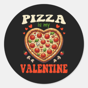 Pizza Is Mijn Valentijnsdag Grappig Hart Liefde Ma Ronde Sticker