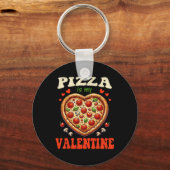 Pizza Is Mijn Valentijnsdag Grappig Hart Liefde Ma Sleutelhanger (Voorkant)