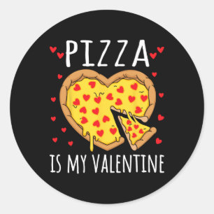 Pizza Is Mijn Valentijnsdag Hart Peppero Ronde Sticker